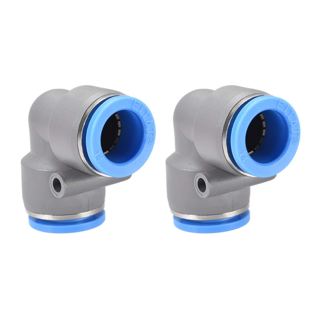 sourcing map Elbow Push to Connect Air Fittings 14mm Tube OD Pneumatic Quick Release Connectors Grey 2Pcs