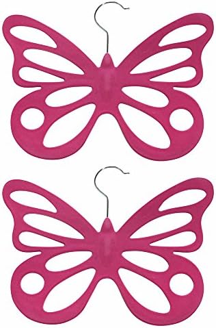 Evelots 2 Velvet Butterfly Scarf Hangers - Organize & Store Scarves - Pink