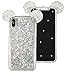 for iPhone X for iPhone Xs Floating Holographic Hearts Minnie Mickey Ears Liquid Waterfall Glitter Quicksand Disney Back Cover Case