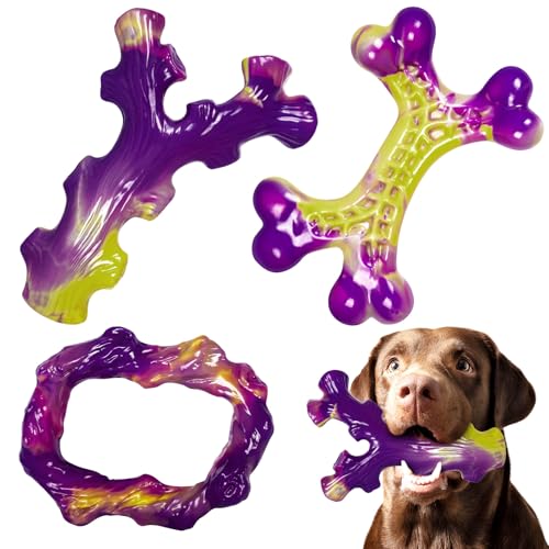 Jouet à Mâcher pour Chien: 3 Pièces Jouet Chien Indestructible Résistant aux Mâcheurs Aggressifs, Jouets pour Chiens de Taille Moyenne et Grande, Nettoie Les Dents et Réduit l'Anxiété
