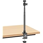 Ailight Camera Desk Mount Webcam Stand, 10.8"-31.1" Adjustable Table Light Stand with 1/4" Screw & C Clamp Overhead Webcam Mo