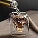 Skull Glass Mug,Set of 4 2.5oz Shot Glasses,Funny Crystal Drinking Cup for Men,Creative Whiskey Glasses,Double Wall Cool Beer Cup for Wine Cocktail Vodka,Home Halloween Party Bar Gift