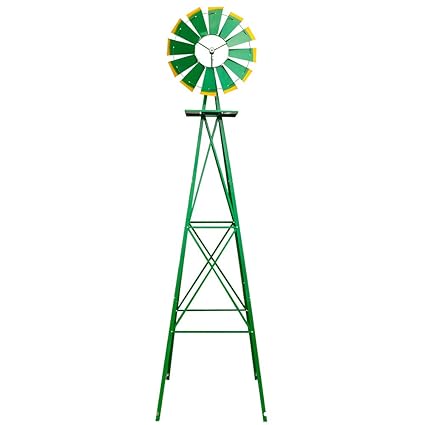 Windmill 8ft Yard Garden Metal Ornamental Wind Mill Weather
