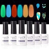 Candy Lover Fluorescent Gel Nail Polish, 6 Colors Glow in the Dark Selected Bright Christmas Night Party Set - UV LED Soak Off Dramatic Nail Gel Polish Night Party Varnish Kit
