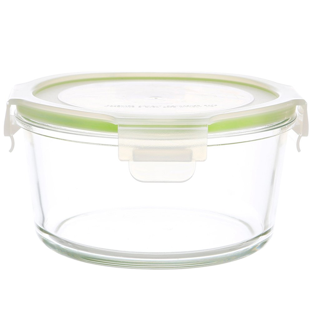 Kinetic GoGreen Glassworks 20oz Round Oven Safe Glass Food Storage Airtight and Watertight Lid BPA Free–Oven,Dishwasher,Freezer,And Microwave Safe 20oz 1 Glass Contatiner and 1 Plastic Lid 54004