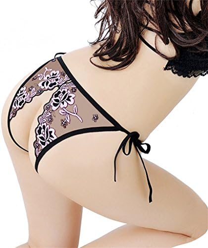 ICSTH Women Sexy Crotchless Open Butt Panties - Embroidery Floral Open Back Lingeries 3014