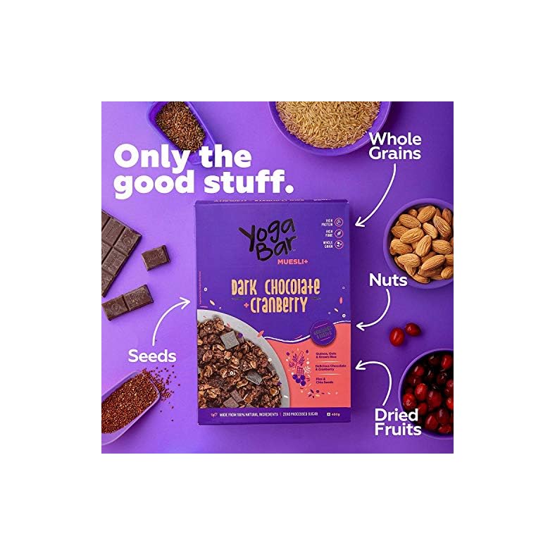 Yogabar Dark Chocolate & Cranberry Muesli 700g Breakfast Cereal with
