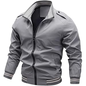 Men Casual Stand Collar Solid Color Sports Jacket Lightweight All Match Windproof Outerwear for Spring Autumn Daily Wear