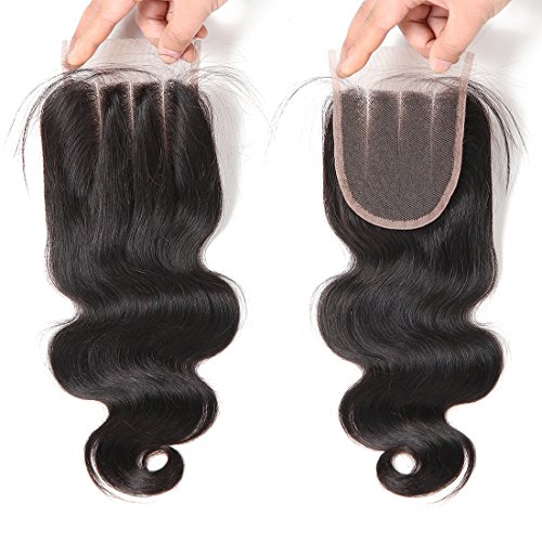 West Kiss Hair Body Wave Brazilian Human Hair 4x4 Lace Closure 3 Part Closure (8 inches three part)