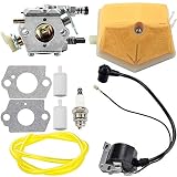 Carburetor Ignition Coil for Husqvarna 51 55 Chainsaw WT-170-1 WT-170 503281504 with Air Filter Fuel Line Spark Plug Parts Kit Carb Engine