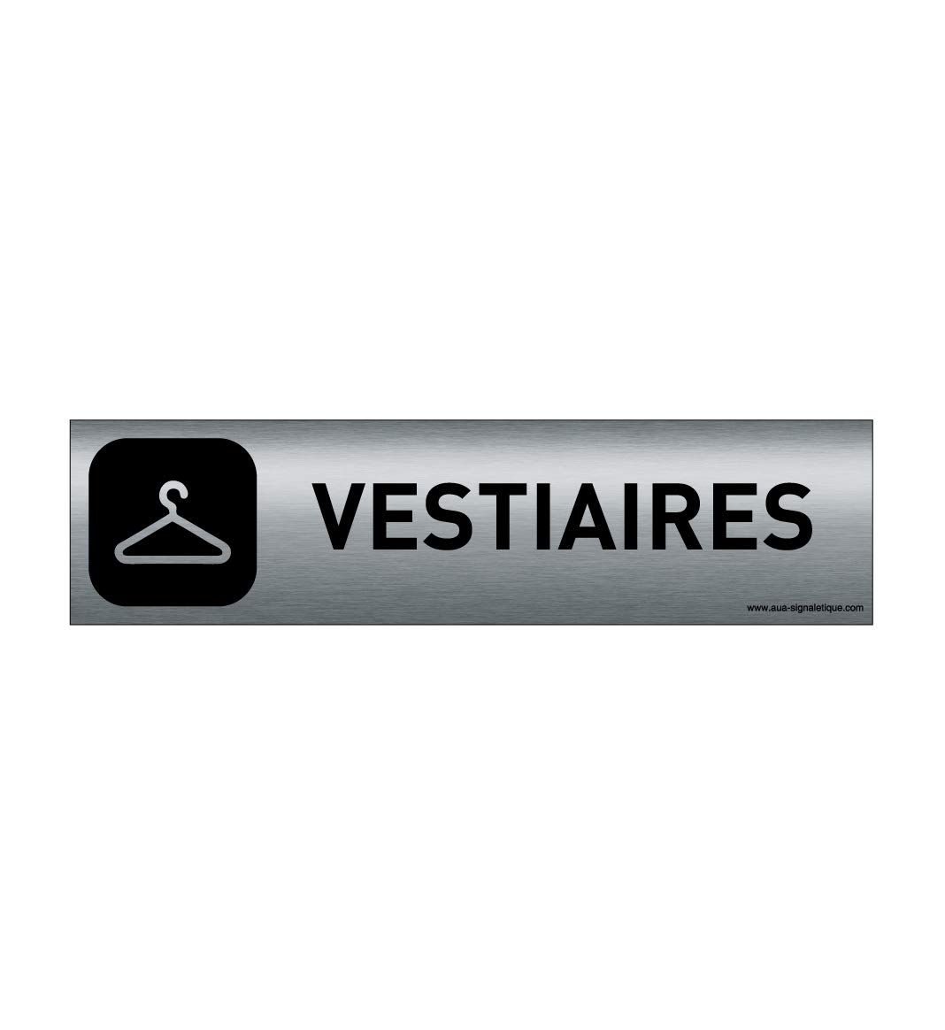 AUA SIGNALETIQUE - Plaque Aluminium brossé imprimé AluSign DARK - 200x50 mm - Double Face adhésif au dos (Vestiaires) — image 1