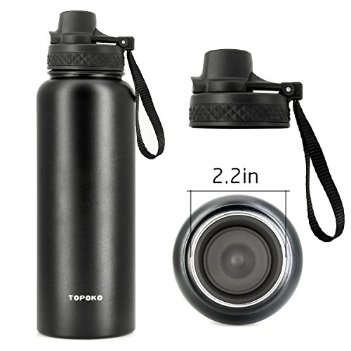 TOPOKO Quick Release Wide Mouth Lid Fits All Wide Mouth Bottles, Leakproof With Rope Handle