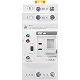 GEYA Mini ATS Dual Power Automatic/Manual Transfer Switch, Over &amp; Under Voltage Protection Solar Auto Switch Uninterrupted Power Din Rail(2Pole-63A-AC110V)