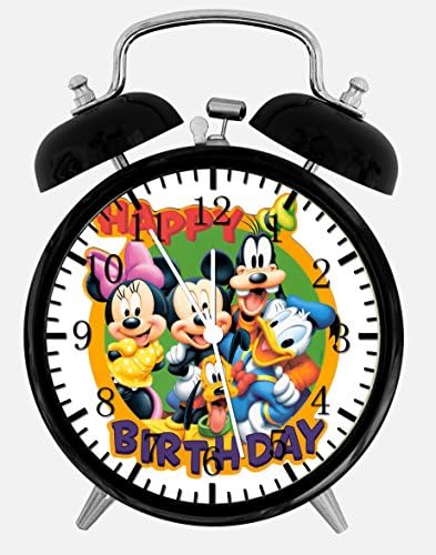 Disney Mickey Mouse Happy Birthday Alarm Desk Clock 3.75" Home or Office Decor E269 Nice For Gift