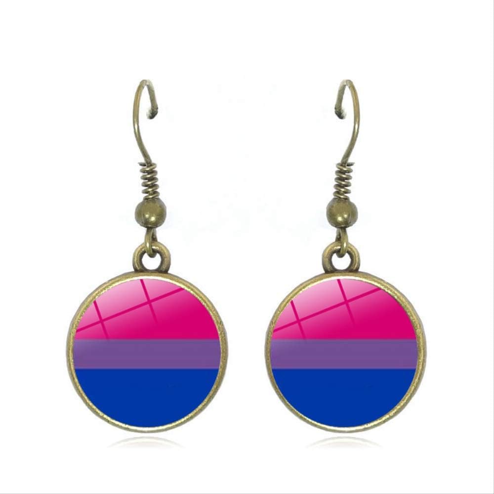 Men Women Gay Pride Rainbow Photo Drop Earrings Cabochon Glass Gay And Pride Jewelry Bronze