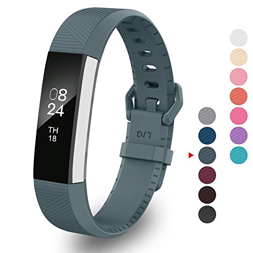Greeninsync Band for Alta Large, Fitbit Alta HR Accessories Replacement Band Watch Buckle Wristbands for Fitbit Alta/Fitbit Alta HR Strap Bracelets W/Same Color Metal Clasp and Fastener (Slate)