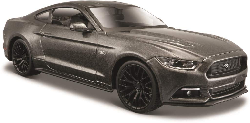 Maisto Ford Mustang GT 2015: Original Scale Car, Scale 1:24, Doors and Hood Movable, Finished, 20 cm, Grey (531508)