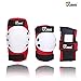 JBM Street Knee Pads Elbow Pads with Wrist Guards for Street Bicycle Ride Bike Cycling, Biking, Bmx, Inline Roller, Scooters, Skateboarding, (Red and White, Adult)