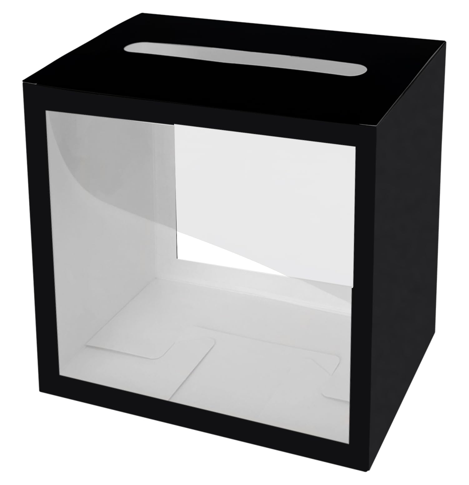 Photo 1 of SietDESEO Black Card Box for Party with Clear Window Box for Cards Receiving for Wedding Birthday Graduation Baby Shower Decorations Raffle Ticket Box