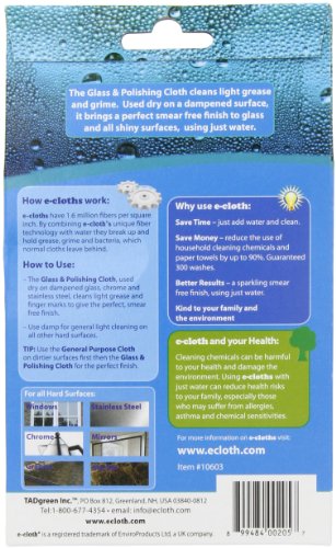 E-Cloth Glass & Polishing Cloth - Brilliant for Sparkling Windows,
Mirrors, Glassware, Chrome, and More