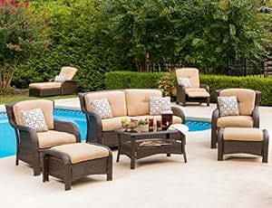 Amazon.com: Hanover Outdoor Strathmere 6-Piece Lounge Set ...