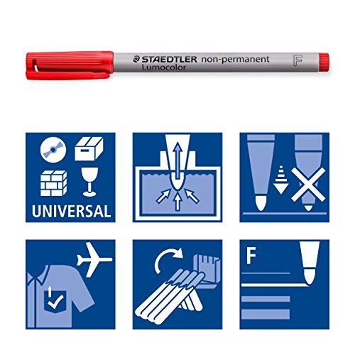 STAEDTLER Lumograph NonPermanent Wet Erase Marker Pens, Fine Tip