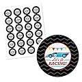 Letâ€™s Go Racing - Racecar - Baby Shower or Race Car Birthday Party Circle Sticker Labels - 24 Count