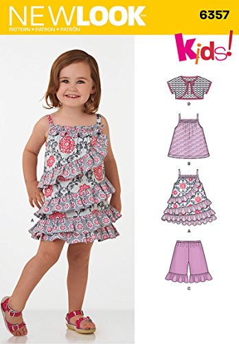 New Look Patterns UN6357A Toddlers' Dress, Top, Shorts and Bolero, A (1/2-1-2-3-4)