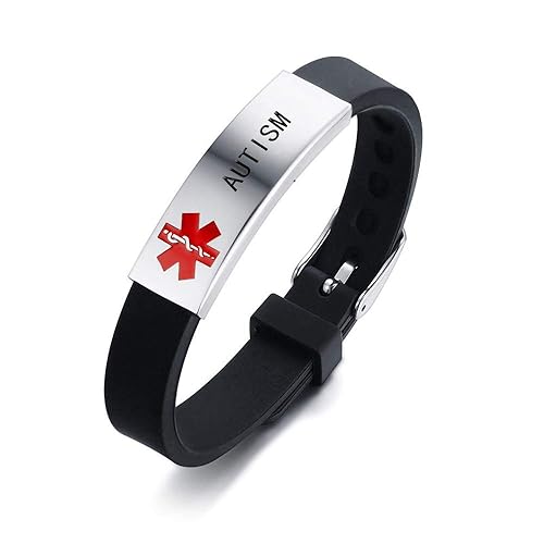 HEABY Medical Alert ID Bracelet Laser Engraved AUTISM Adjustable