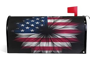 WOOR American Flag Magnetic Mailbox Cover Patriotic Floral MailWraps Garden Yard Home Decor for Outside Oversized-25.5" x20.8"