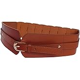 MakeMeChic Women's Vintage Wide Belt Leather Buckle Waist Belts