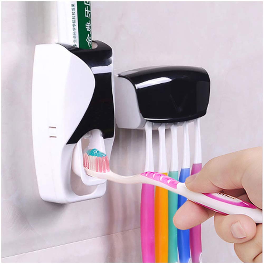 HINICE Toothbrush Holder with Cover Automatic Toothpaste Dispenser Set