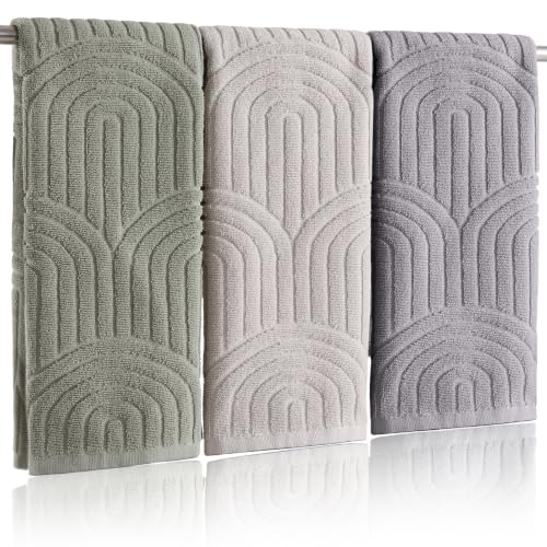 Boho 100% Cotton Bathroom Hand Towels - 3 Pcs 16 x 26