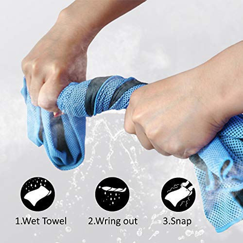 ECO-FUSED-Cooling-Towel-2-Pack-BlueBlack-Absorbent-Compact-Cooling-Towel-for-Indoor-and-Outdoor-Activities-Gym-Workout-Yoga-Running-Climbing-Fishing-Gardening-Includes-a-Mesh-Pocket