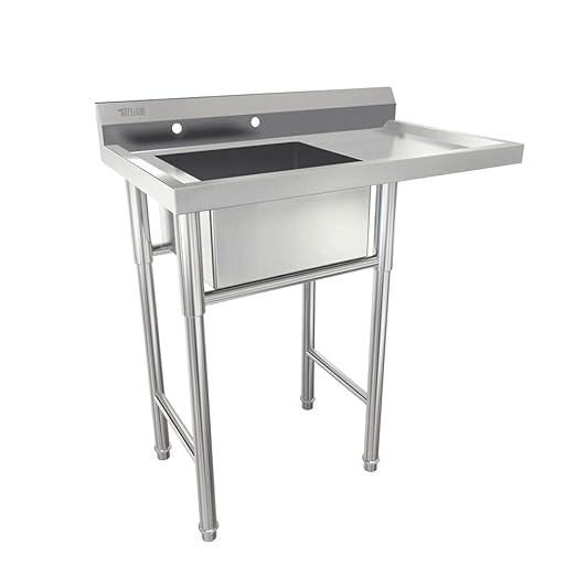 fregadero de acero inoxidable con patas