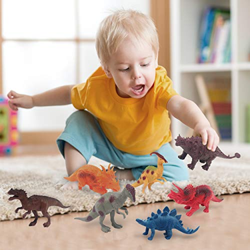 24 Most-Realistic Looking Dinosaur Toys - 12 Jumbo Plus 12 Small Toy Dinosaur Plastic Figures for Kids - Dinosaurs Gifts for Boys and Girls with Gift Box and a Large Storage Bag Bonus