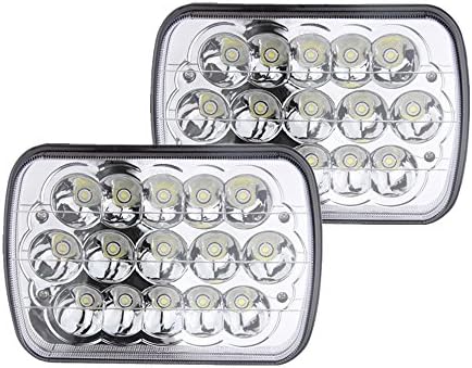 2PCS Rectangular 5x7 Inch LED Headlights Bulb Sealed Beam H6014 H6052 H6053 H6054 Projector lens for Freightliner Peterbilt 86-95 Jeep Wrangler JK YJ CJ TJ MJ XJ