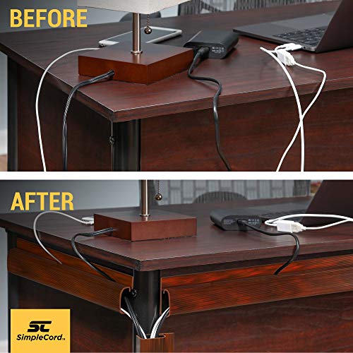 J Channel Wood Grain Desk Cable Organizer by SimpleCord 5 Raceway Channels Cord Cover