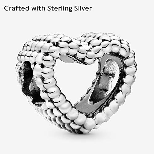 2 PANDORA+Beaded+Heart+Sterling+Silver