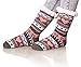 Dosoni Women's Winter Fuzzy Slipper Socks Non Slip Soft Cozy Fleece Lining Knit Thick Warm Christmas Socks (Gray/Pink)