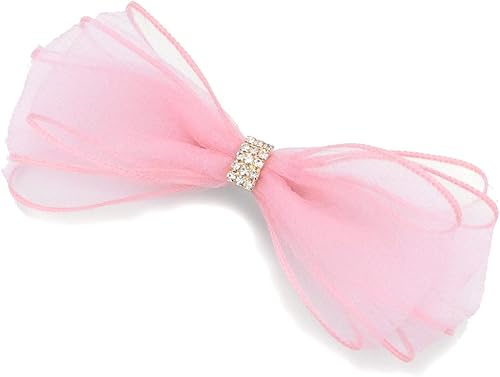 Amazon リトルムーン バレッタ クルベ リボン シフォン 大きめ クリスタル ラインストーン ヘッドアクセ ヘアアクセサリー 髪飾り 2 ライトピンク バレッタ クリップ 通販