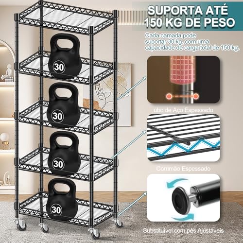 Estante de Aço, Estante Aço 5 Prateleiras 185 * 91 * 35 CM, Estanté para Livros, Estánté, Estánte Prateleira, Estantê Industrial, Estántê Cozinha