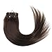 Emosa 7Pcs 70g 100% Real Full Head Remy Clip In Human Hair Extensions #4 Medium Brown Silky Soft