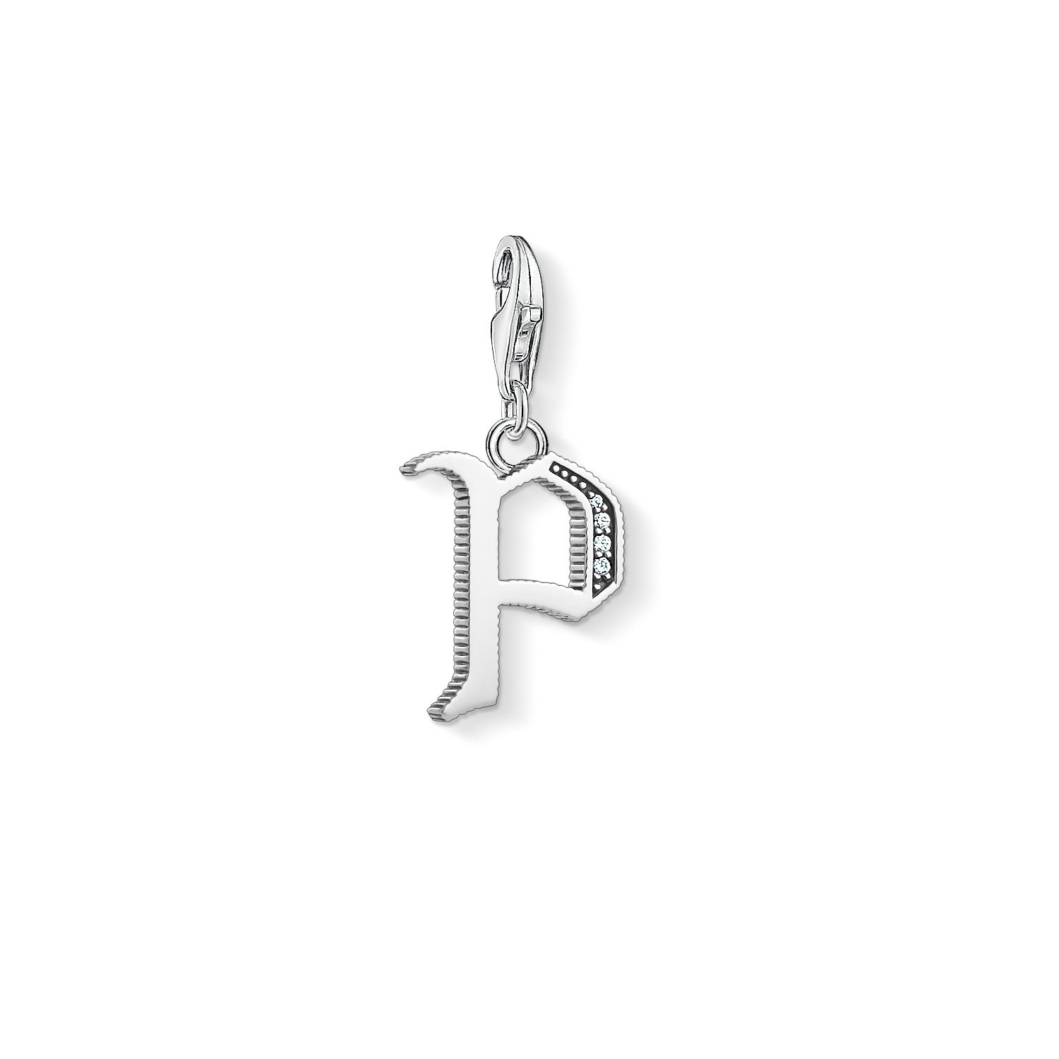Thomas Sabo Women Charm Pendant Letter A-Z Charm Club Blackened 925 Sterling Silver, Letter P