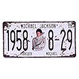 Michael Jackson Memorabilia License Plate, Tin Sign Wall Decor for Home Garage Man Cave Woman Cave, 6x12 Inch/15x30cm