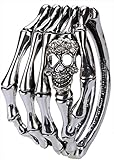 Hiddlston Crystal Candy Sugar Skull Skeleton Claws Bones Hand Zombie Horror Bracelet Bangle Punk Costume Biker Jewelry for Women Teen Girls