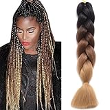 WIGENIUS 5 PCS Jumbo Braids Hair Extensions Black/Dark Brown/Light Brown 24 Inches 100g/pc Kanekalon Fiber for Twist Braiding Hair(5pcs,Black/Dark Brown/Light Brown)