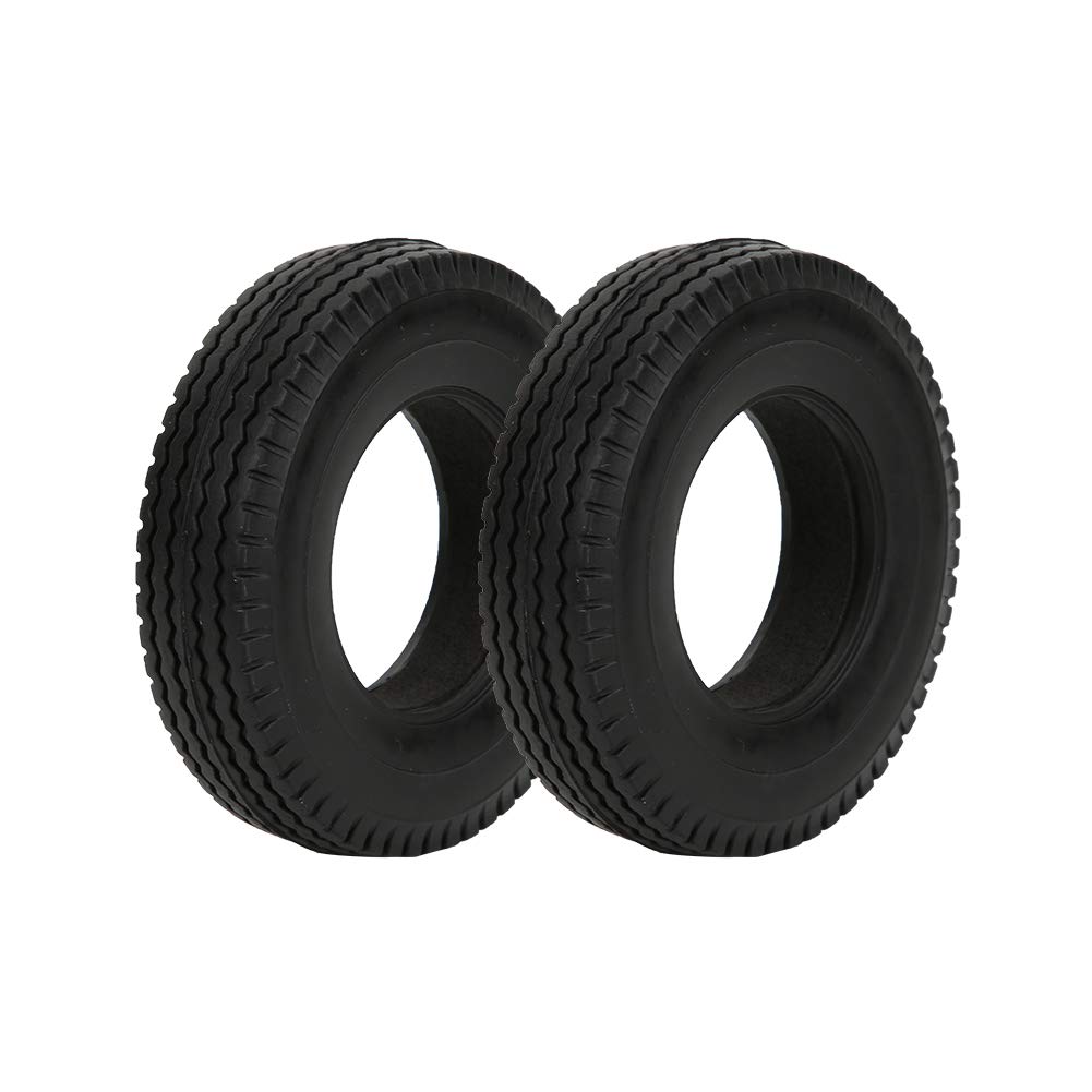 Dilwe RC Rubber Tires, 2 Pcs 85x21mm Wear-Resistant Rubber Tires Available for Tamiya 1/14 RC Truck Tractor Model Car Accessories