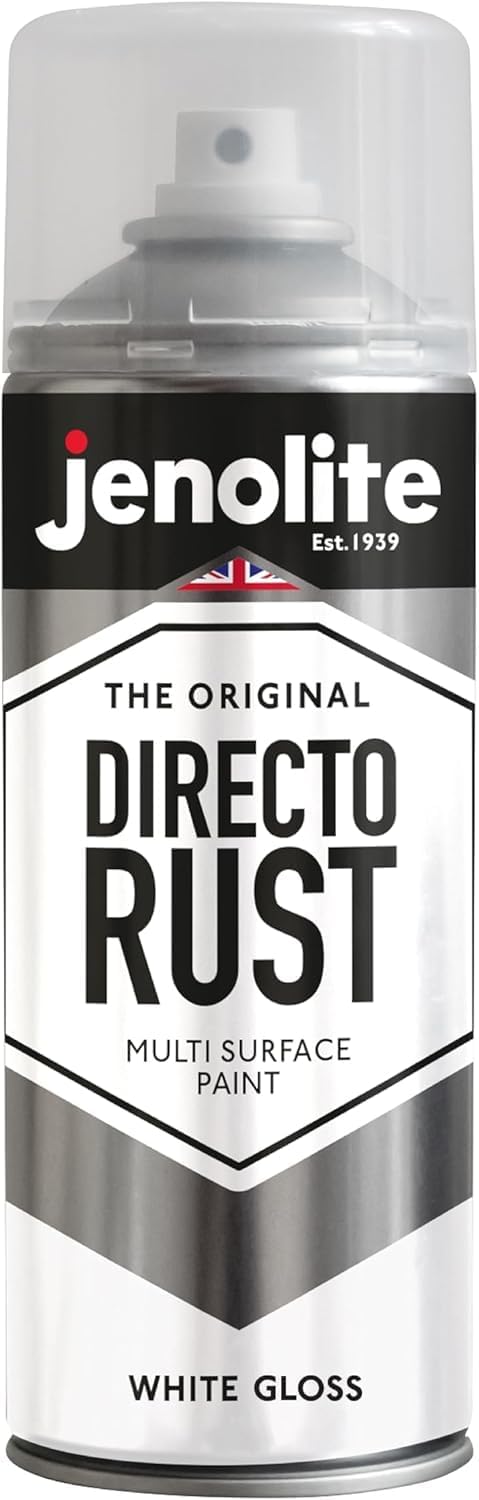 Jenolite Directorust Gloss Spray Paint White 400ml Direct To Rust