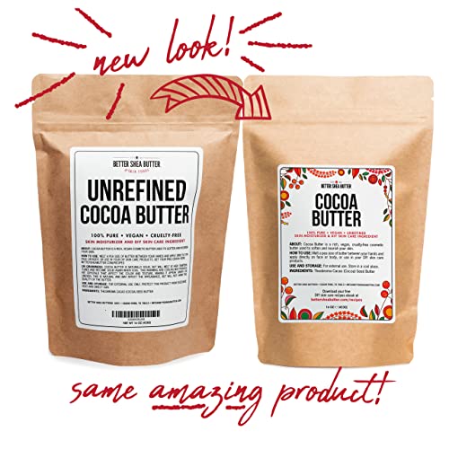 Better Shea Butter Raw Cocoa Butter Unrefined, 100 Pure, Food Grade